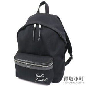 Saint Laurent Paris City Backpack Black Canvas Embroidery